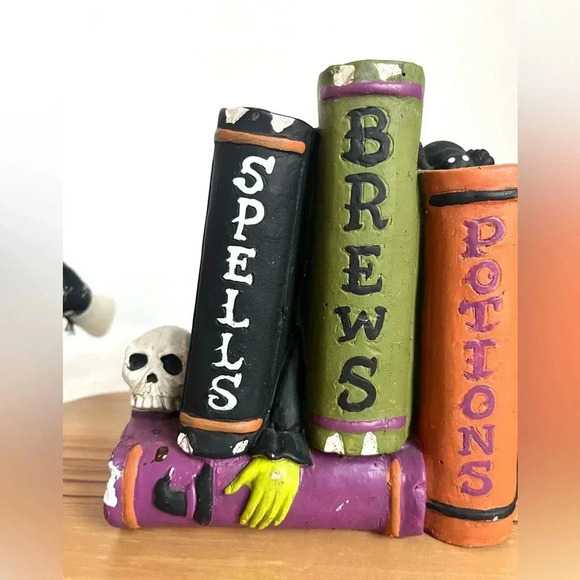 Halloween Gnome Shelf Sitter and Four Book Potion Spells Brews Skull Plaster - Picture 2 of 13